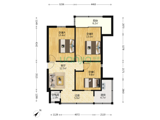 简城镇北街76号 3室1厅1卫 67平方
