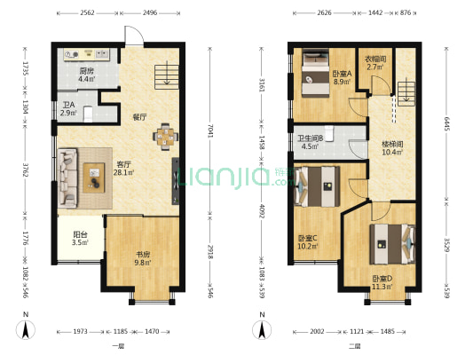 富之岛 4室1厅2卫 120平方