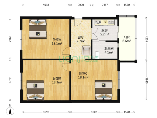 南塔东街小区 3室1厅1卫 101平方