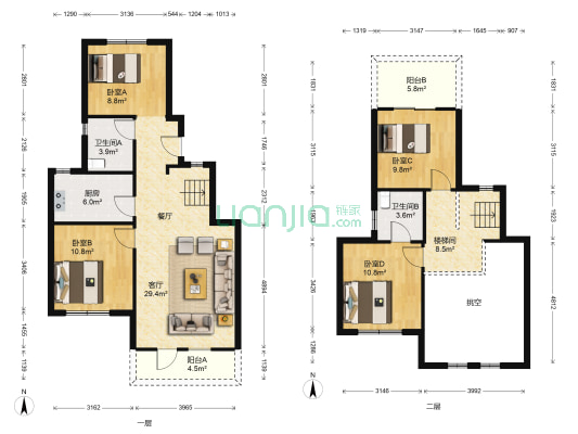 联投梧桐郡悦园 4室1厅2卫 126平方