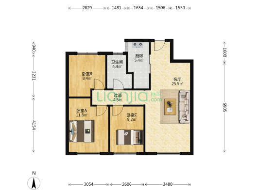 绿樾园 3室1厅1卫 102平方