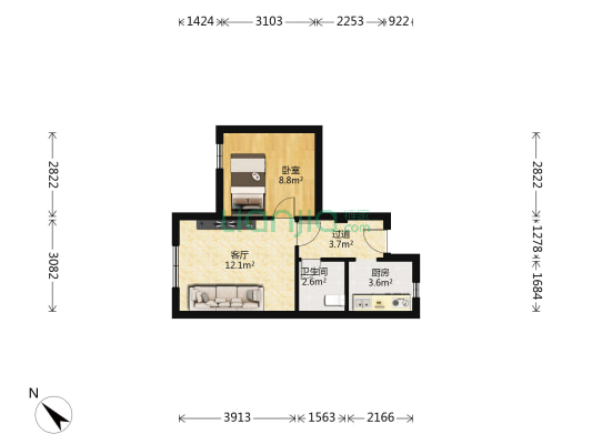 长江二路 1室1厅1卫 41平方