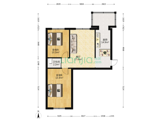 东六条小区 2室1厅1卫 75平方