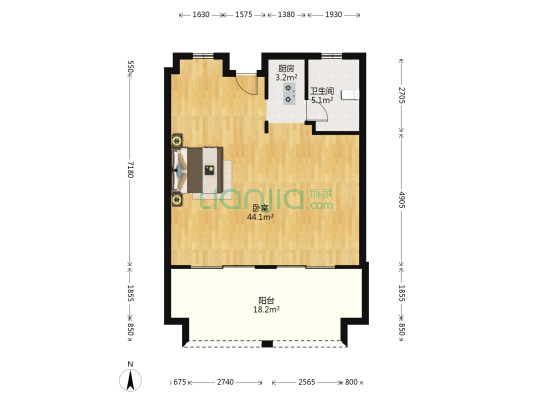 君悦山六区 1室0厅1卫 95平方