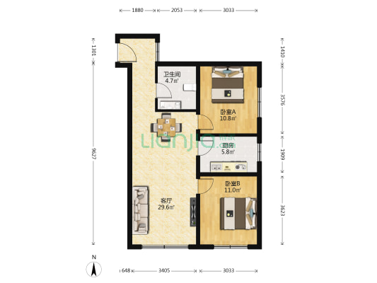 榴景秀苑 2室1厅1卫 88平方