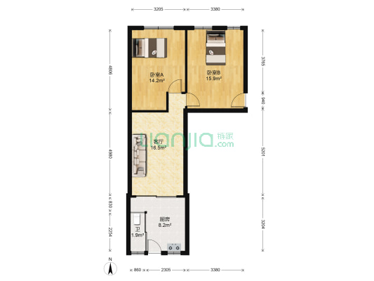 上陡门十一组团 2室1厅1卫 58平方