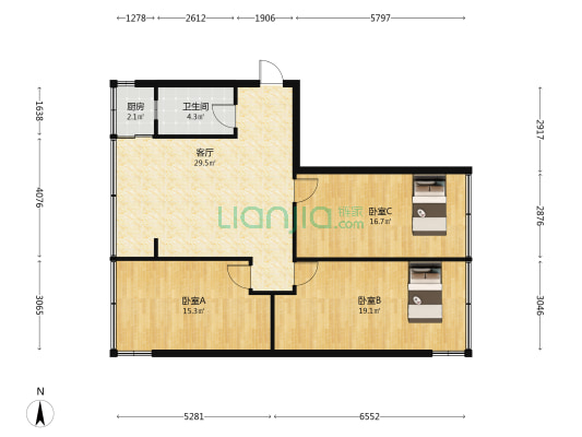 瑞花南巷102号 3室1厅1卫 93平方