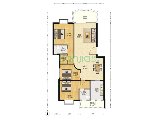 康怡新城 3室2厅2卫 132平方