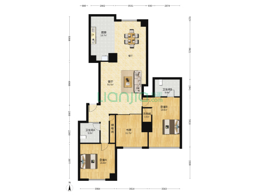美丽园公寓 3室1厅2卫 190平方