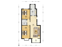 满四年了，毛坯房，南北通透大两居，采光好，视野好-涿州幸福嘉园户型图