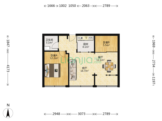 省政协家属院（雁南路） 2室2厅1卫 63平方