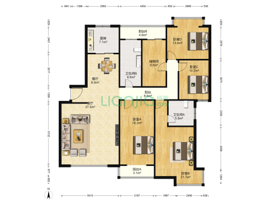 名门盛世 4室2厅2卫 206平方