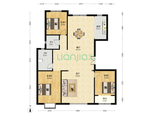 帝王国际万悦府 3室2厅2卫 239平方