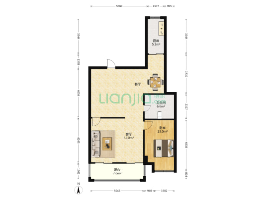 津泰新大都 1室1厅1卫 98平方