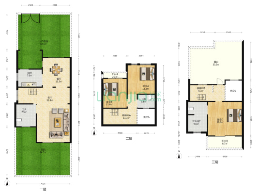 金科东方大院一期 3室2厅3卫 258平方