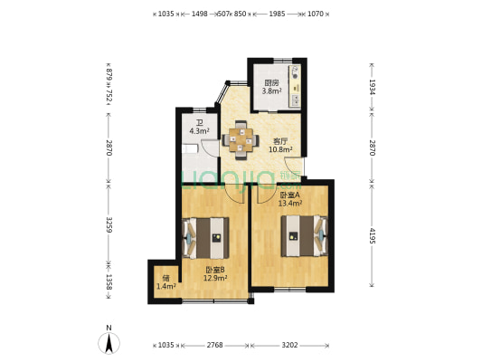 南新村 2室1厅1卫 53平方