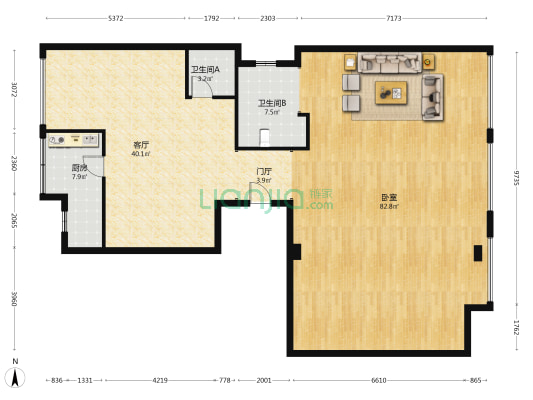 金大地山语四季 1室1厅2卫 223平方