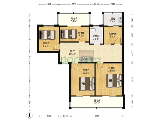 新圃西街 4室1厅1卫 109平方