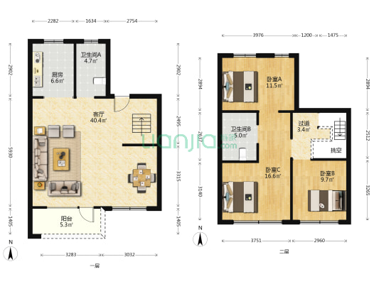 龙湖光年二期 3室1厅2卫 137平方