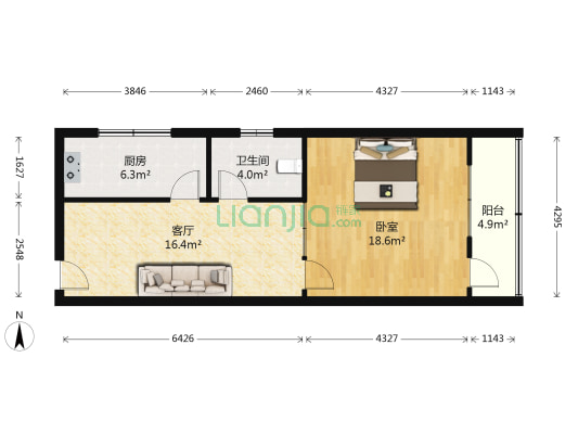 纬九路15号 1室1厅1卫 60平方