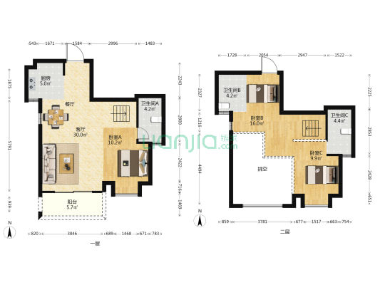 璀璨美景 3室1厅3卫 119平方