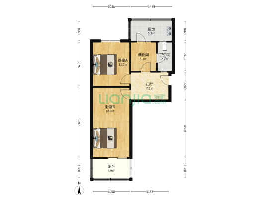 幸浴胡同二号院 2室0厅1卫 62平方