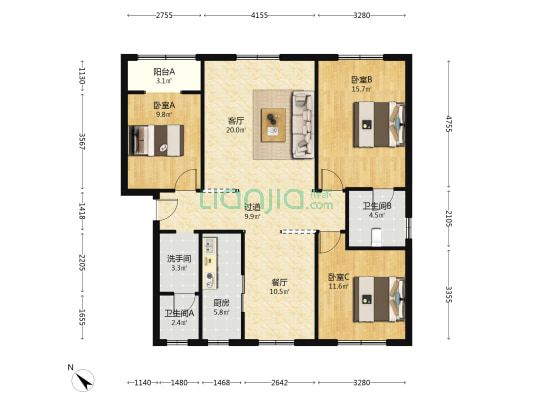 方庭苑 3室2厅3卫 120平方