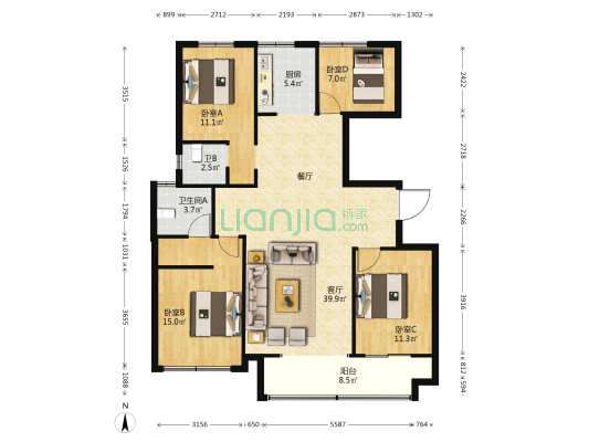 润诚·外滩华府 4室1厅2卫 142平方