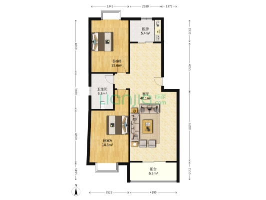 福鑫花园 2室1厅1卫 97平方