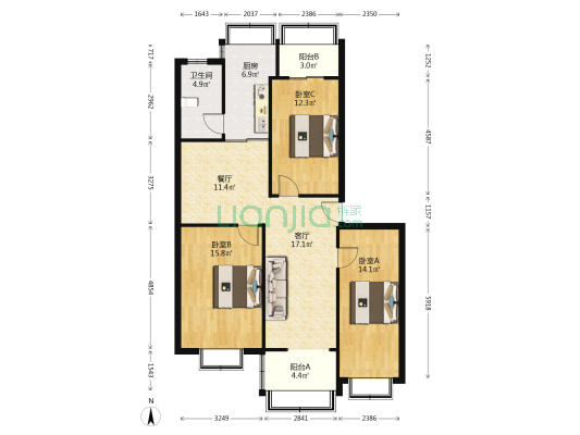 工行宿舍(工农路) 3室2厅1卫 112平方