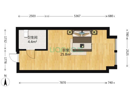 华福V+公寓 1室0厅1卫 47平方