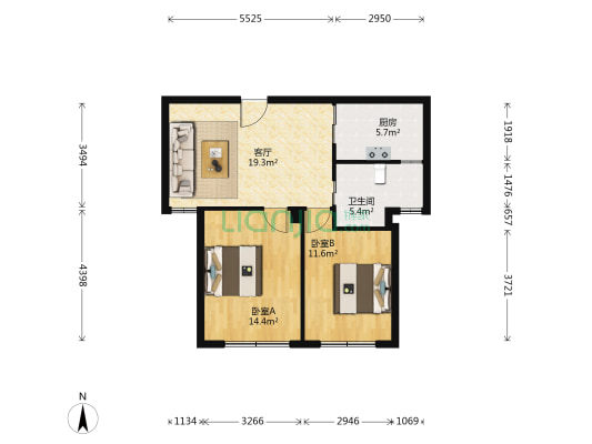 银润豪景 2室1厅1卫 81平方