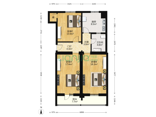 南礼士路甲1号 3室0厅1卫 99平方