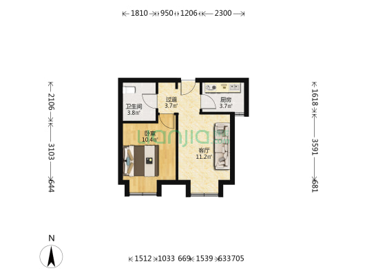 中垠广场 1室1厅1卫 52平方