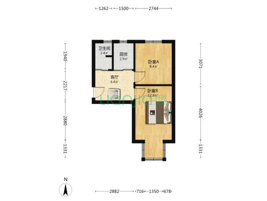 铁路一村 2室1厅1卫 45平方