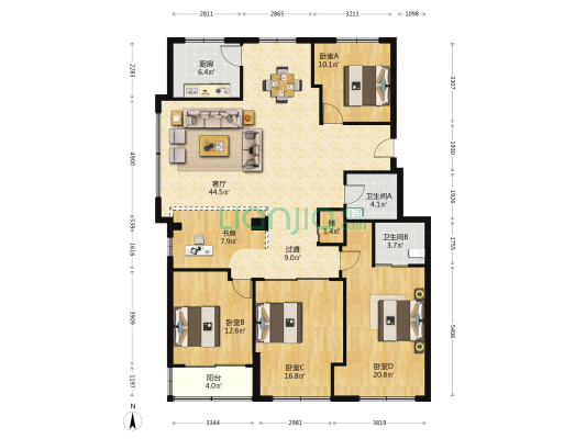 新丰小区 5室1厅2卫 180平方