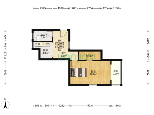大华一村 1室1厅1卫 49平方