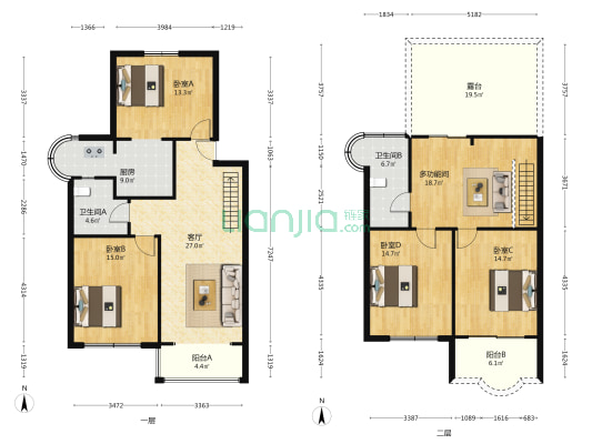 虹康家园 5室1厅2卫 156平方