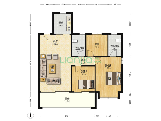 观山隐秀 3室1厅2卫 127平方
