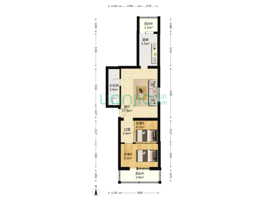 角门9号院 2室1厅1卫 61平方