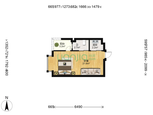 南海佳园 1室0厅1卫 36平方
