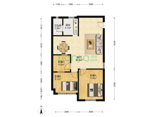 水荫路永福正街 3室1厅1卫 80平方