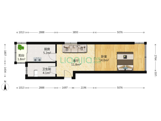 安达路11号 1室1厅1卫 47平方