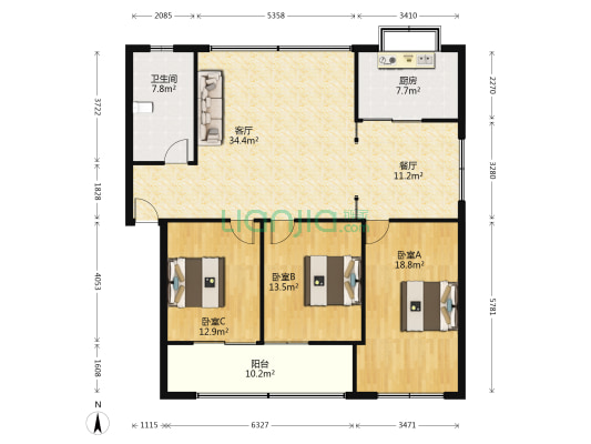 31中家属院 3室2厅1卫 143平方