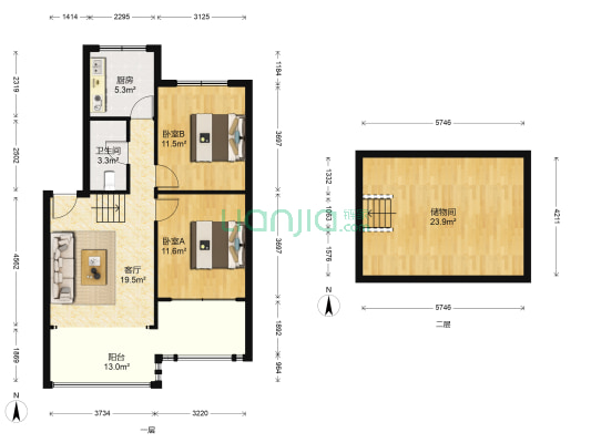 金色阳光家园B3区 2室1厅1卫 66平方
