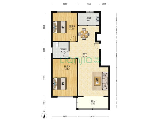 消防队家属院 2室1厅1卫 109平方