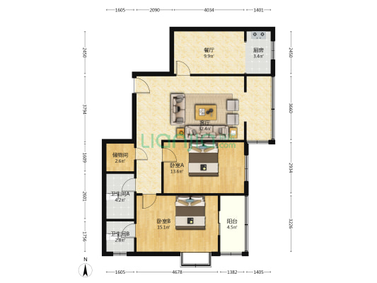 光阳小区 2室2厅2卫 112平方
