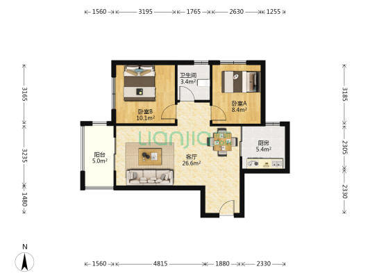 绿都澜湾樾园 2室1厅1卫 80平方