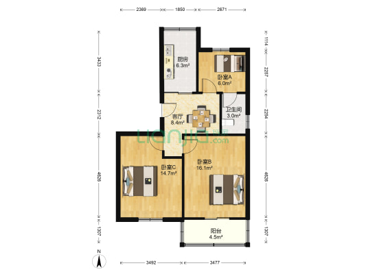 天津新村 3室1厅1卫 71平方