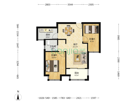 兑南西园 2室1厅1卫 69平方